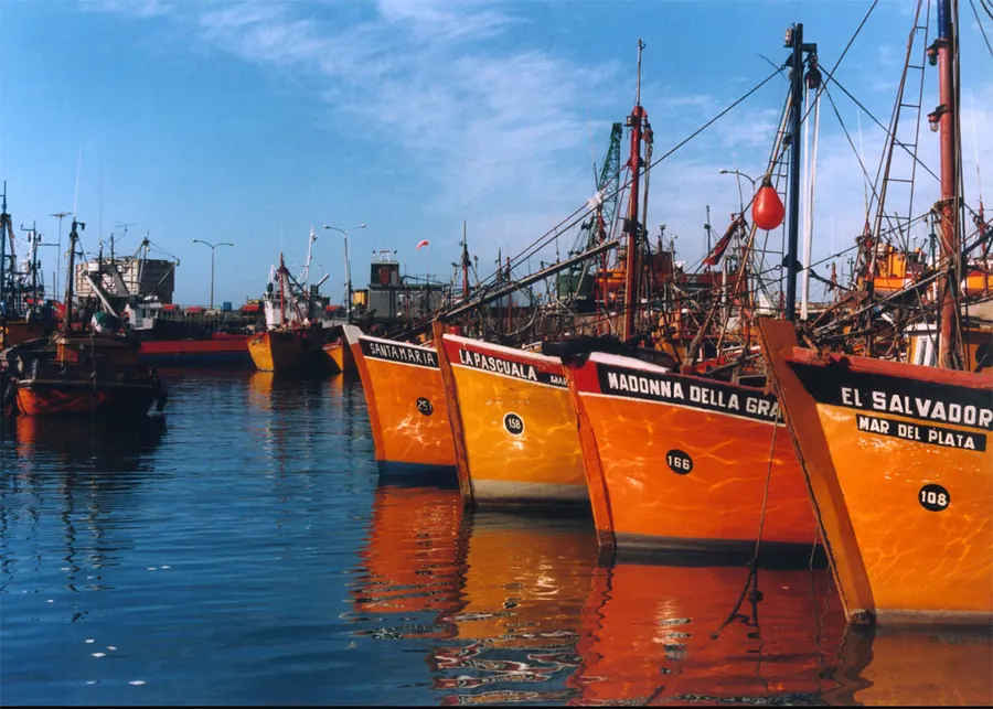 Lanchas amarillas del puerto de Mar del Plata